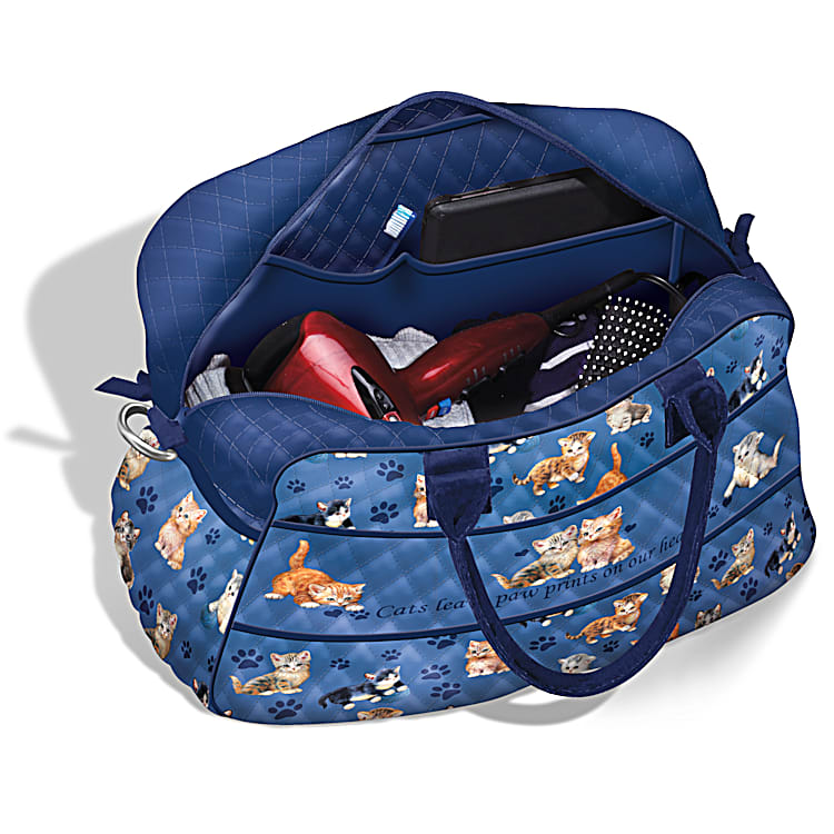 Kitty Cats On the Go Quilted Poly Twill Weekender Tote Bag Adorned
