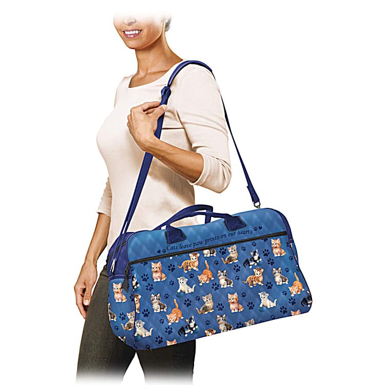 Kitty Cats On the Go Quilted Poly Twill Weekender Tote Bag Adorned With Cat  Art By Artist Jurgen Scholz & Comes With A Trolley Sleeve For Easy  Portability