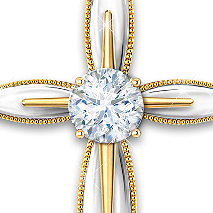 Sterling Silver Cross Pendant With 18K Gold-Plated Accents