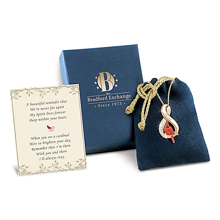18K Gold Plated Cardinal Remembrance Pendant Featuring An Infinity Design Adorned With White Topaz