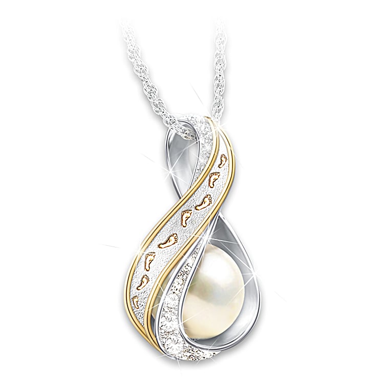 Infinite pearl and best sale diamond necklace
