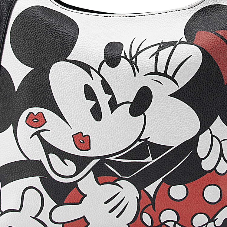バッグ mickey Black Faux Leather Handbag Adorned With Disneys Mickey Mouse