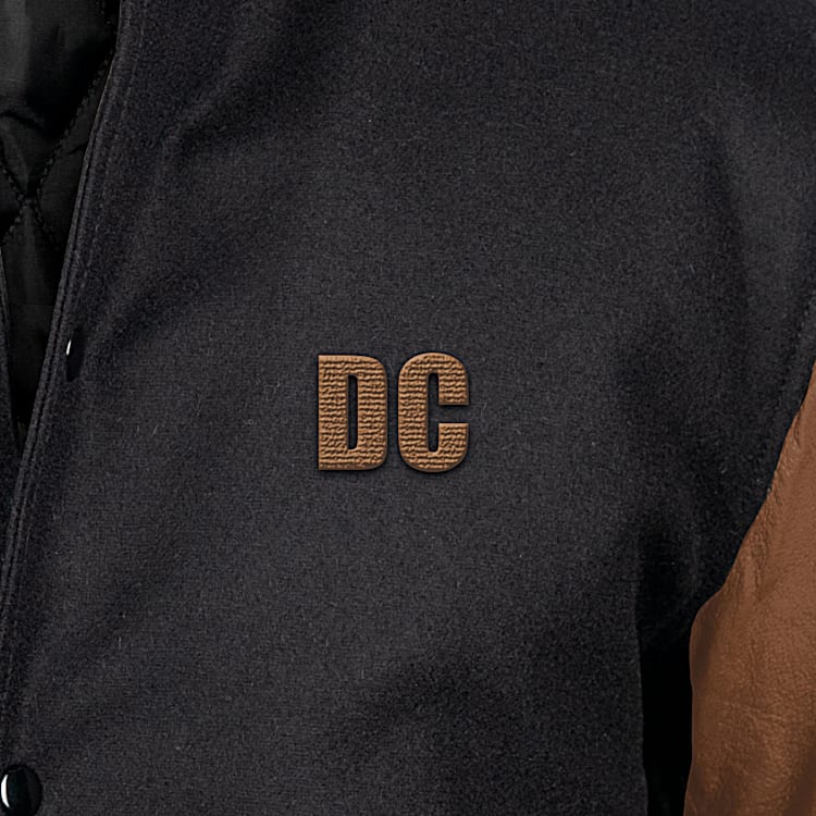 Personalized Mens Black Wool Blend Varsity Jacket Featuring Personalized Mens Black Wool Blend Varsity Jacket Featuring
