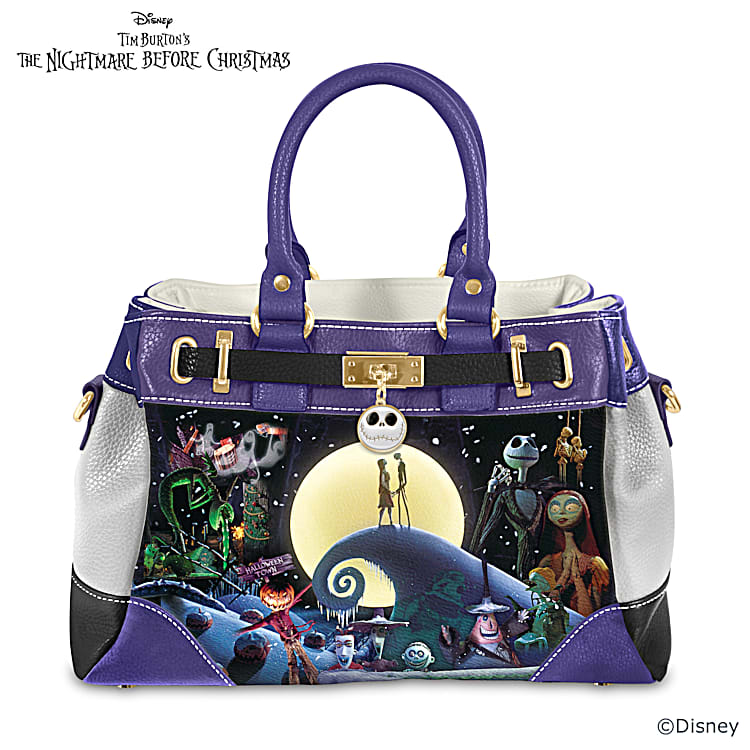 Disney Tim Burtons The Nightmare Before Christmas Faux Leather Handbag With Movie Character Art