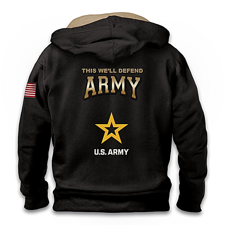 Personalized Army Full Zip Hoodie with An Embroidered Name
