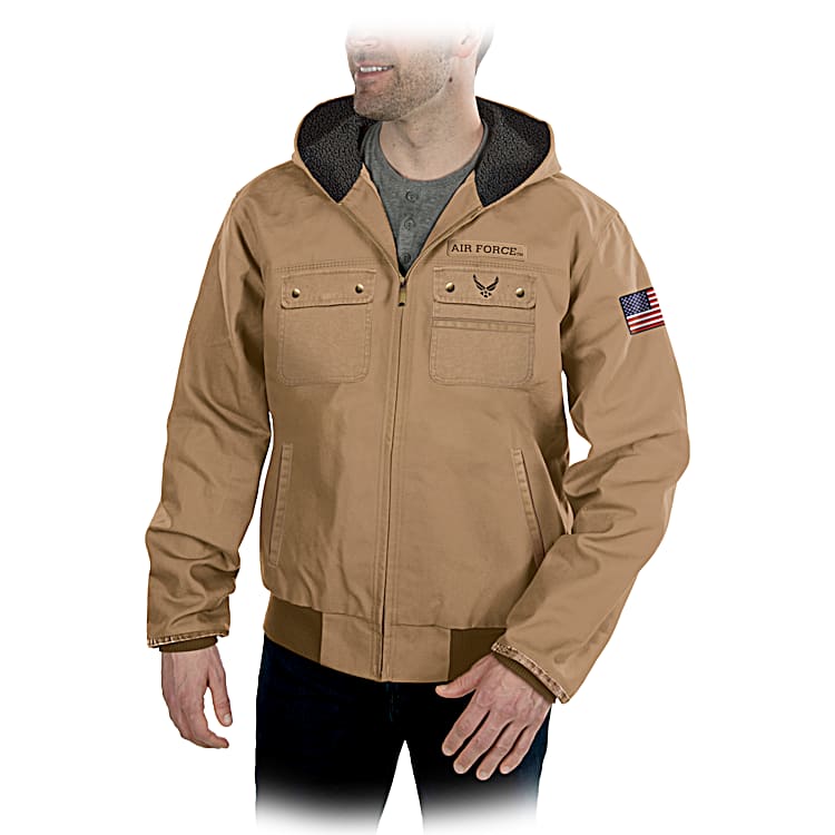 U.S. Air Force Khaki Canvas Jacket With Soft Quilted Lining Featuring The USAF Symbol On The Back