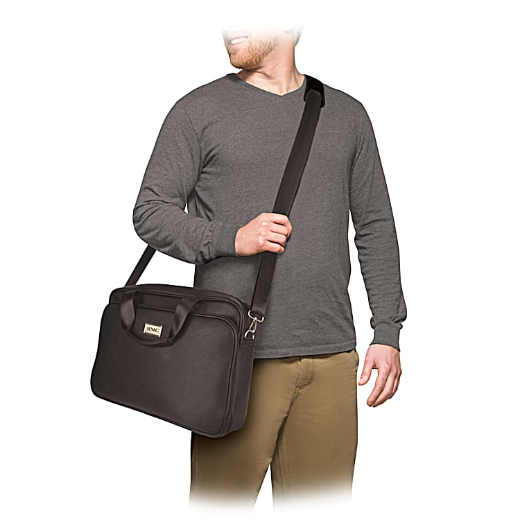 Monogrammed laptop messenger bag sales