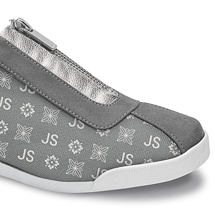 Personalized Gray Canvas Zipper Shoes Featuring An All-Over