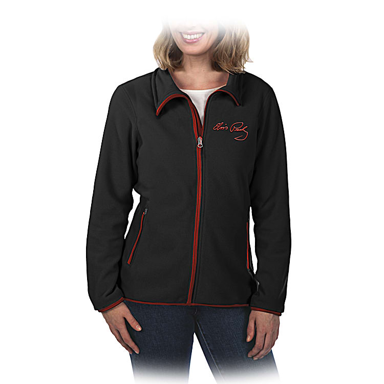 Black and red fleece jacket deals