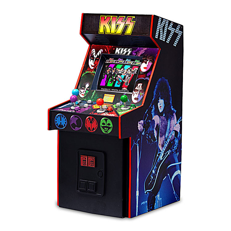 Illuminated Miniature KISS Arcade Sculpture Adorned With 80s