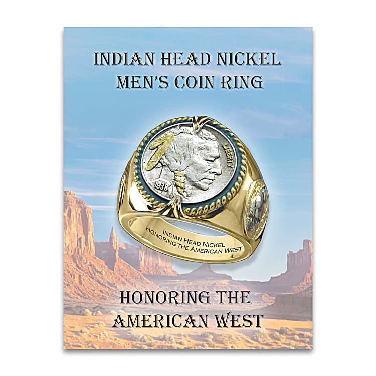 Indian head nickel honoring the american west ring sales