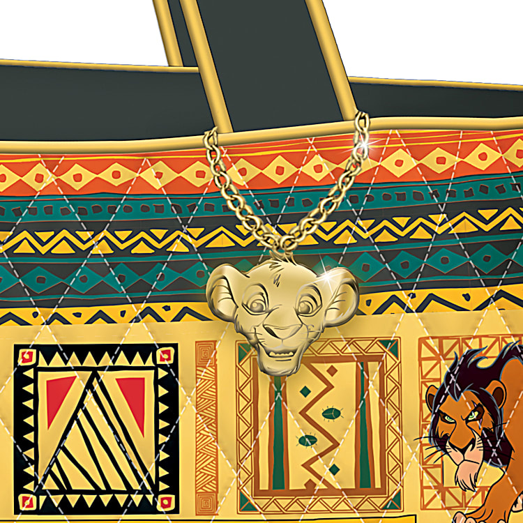 Diamond Quilted Poly Twill Tote Bag With Colorful Patchwork Art Of Disneys The Lion King Characters