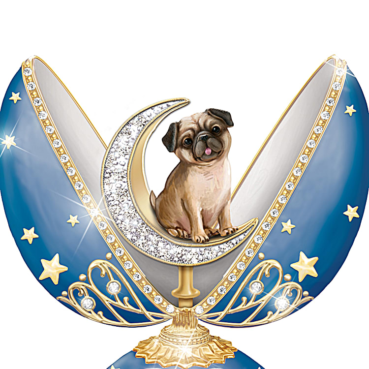 Bejeweled Sitting Pug Dog Trinket Box Bejeweled Sitting Pug Dog Trinket Box