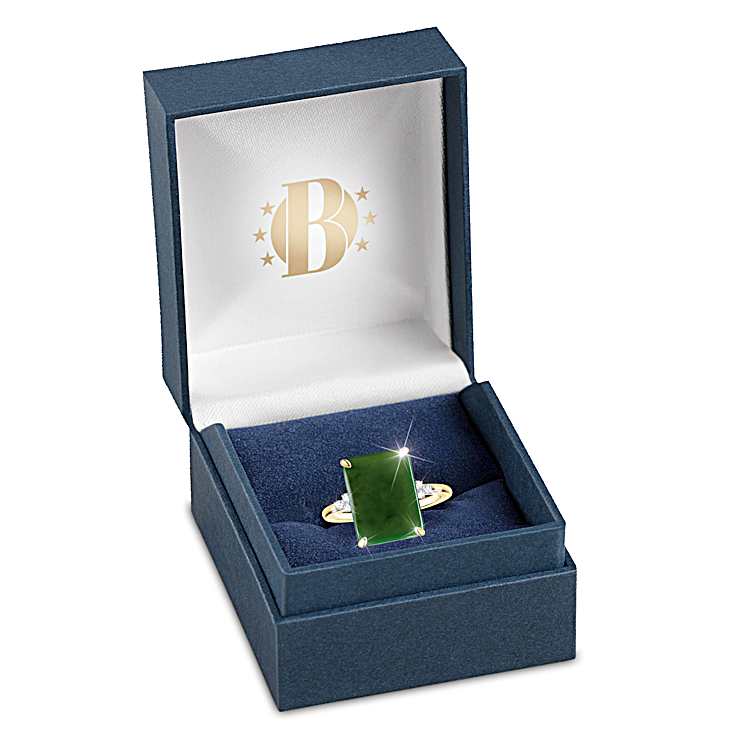 5-Carat Genuine Jade & 6 White Topaz Eternal Elegance Ring