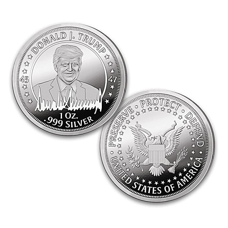 Donald Trump 2024 99.9% Silver Proof Coin With A Portrait Of