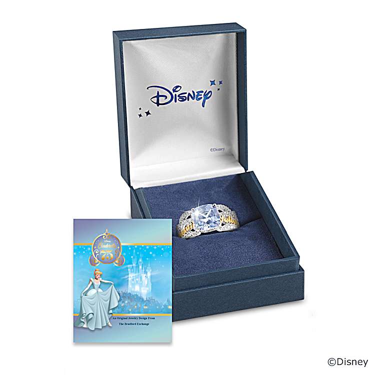 Disney Cinderella Rhodium-Plated Ring With A Color-Changing Disney Cinderella Rhodium-Plated Ring With A Color-Changing
