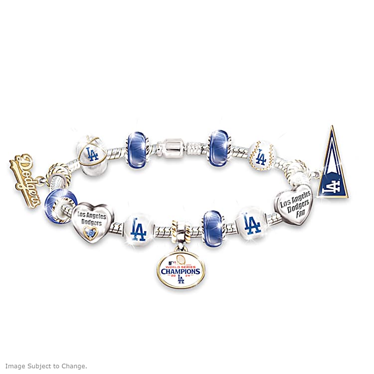 Los Angeles Dodgers 2024 World Series Champions Sterling Silver Plated Charm Bracelet