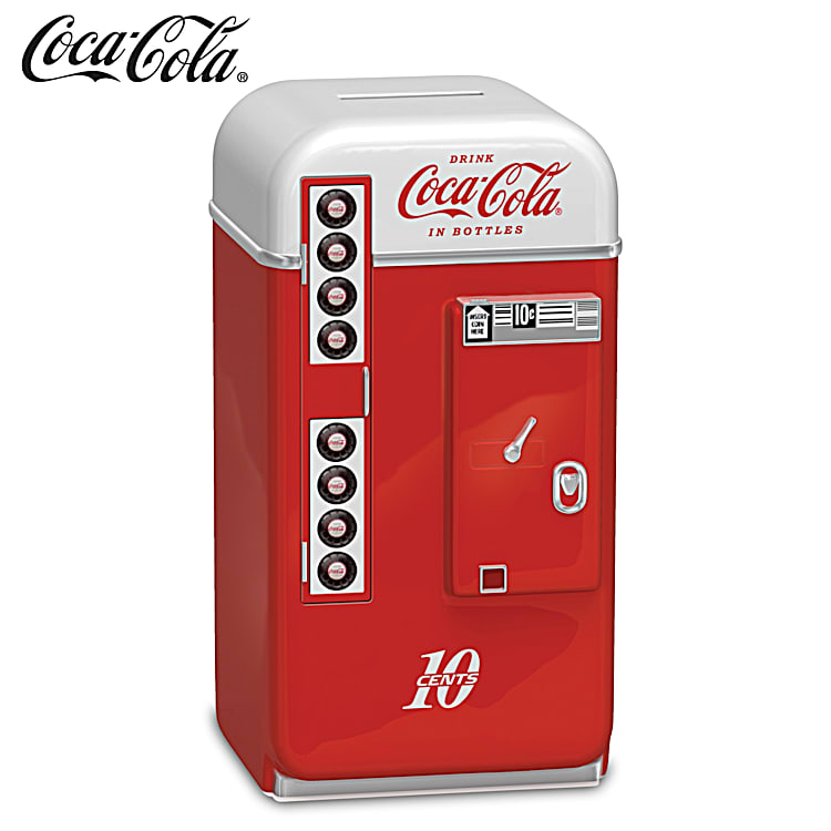 COCA-COLA Vintage Vending Machine Design Inspired Coin Bank Featuring  High-Gloss Paint & Metallic Finishes