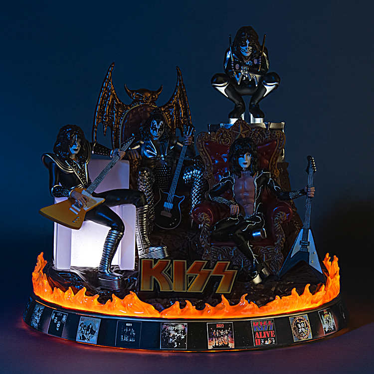 Illuminated KISS Sculpture With Hand-Painted Metallic