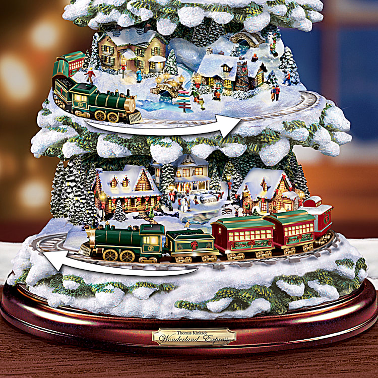 Thomas Kinkade Animated Tabletop Christmas Tree With Train