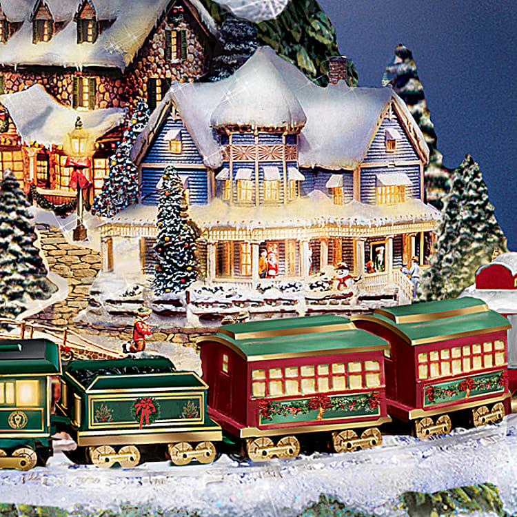 Thomas Kinkade Animated Tabletop Christmas Tree With Train