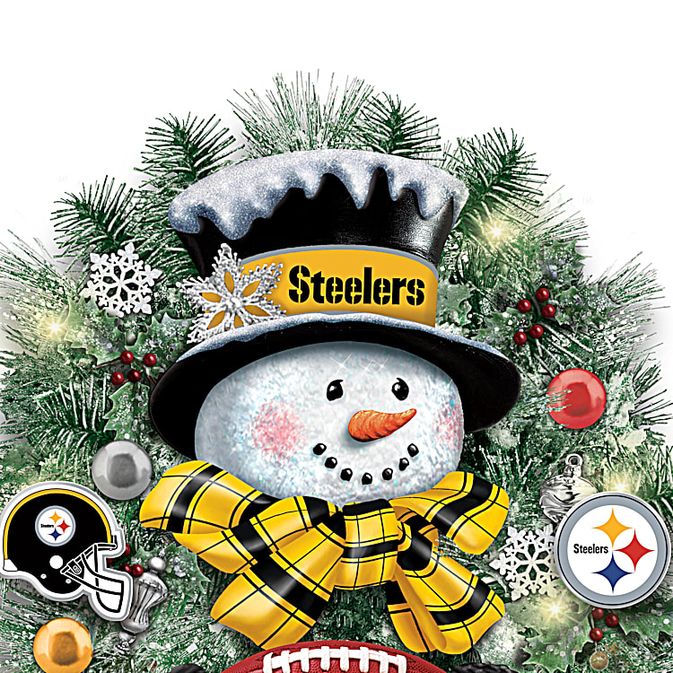 Pittsburgh Steelers NFL Illuminated Snowman Wreath Featuring Team Logo &  Colors
