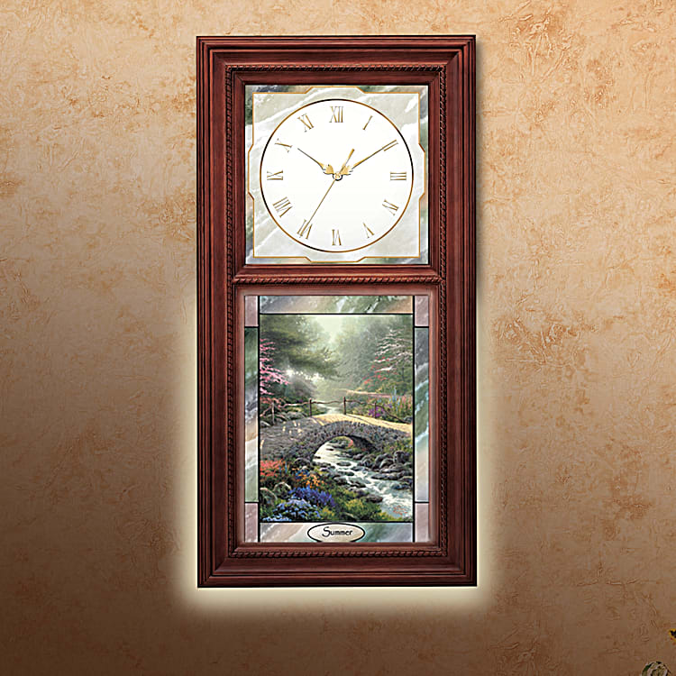 Woestijn waarschijnlijk dubbele Thomas Kinkade Wall Clock with Stained-Glass Art - Time For All Seasons  Collection
