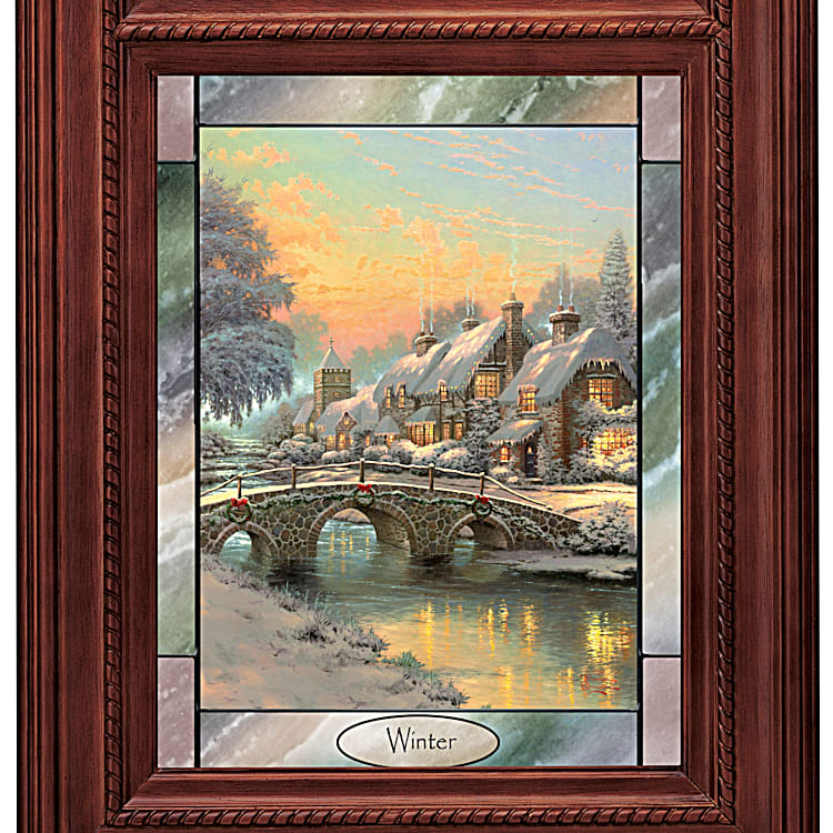 Thomas Kinkade Wall Clock With Stained Glass Art - Time For