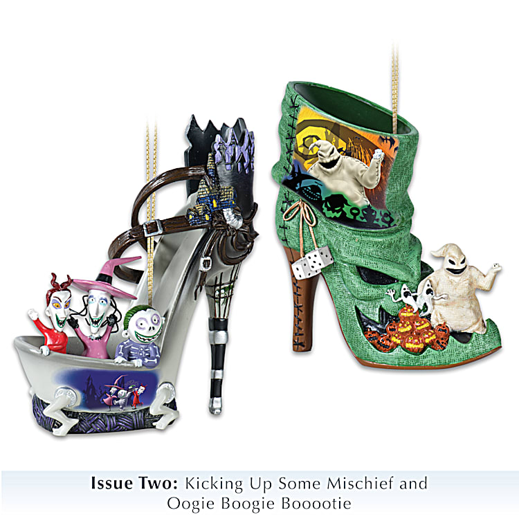 Disney Tim Burtons The Nightmare Before Christmas Delightfully Frightful Handcrafted Shoe Ornament Collection