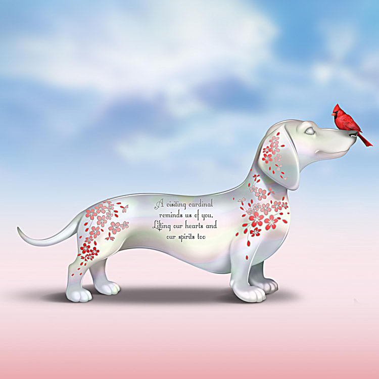 Your Spirit Lives Forever In Our Hearts Dachshund Memorial Figurine Collection By Artist Blake Jensen Adorned With Floral Art Uplifting Sentiments