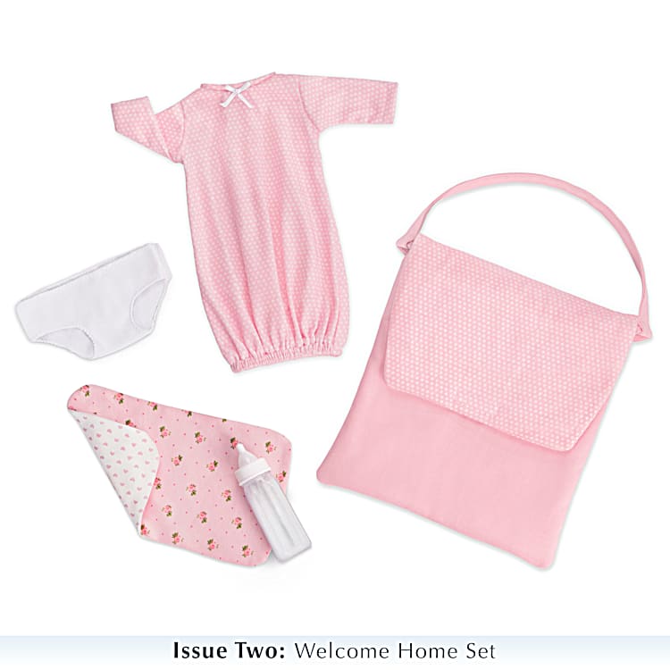 Welcome Home Little Ellie Vinyl Baby Doll Accessory Collection With Outfit Wicker Bassinet