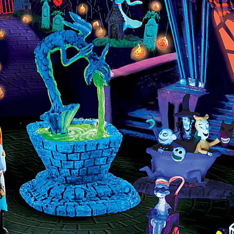 The Bradford Exchange Nightmare Before Christmas Black Light Village and Figurine Collection