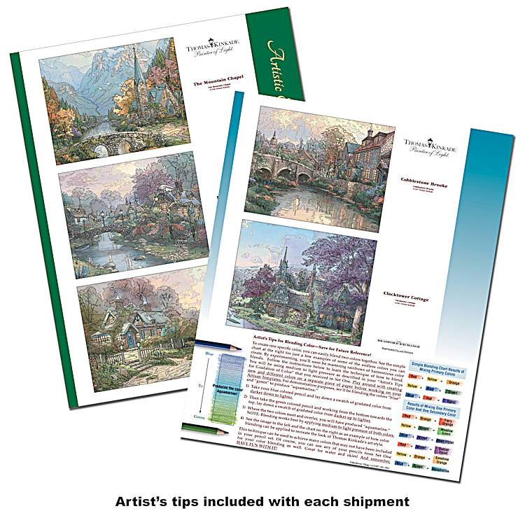Thomas Kinkade Artistic Escapes Adult Coloring Pencil Kit Collection By  Hawthorne Village