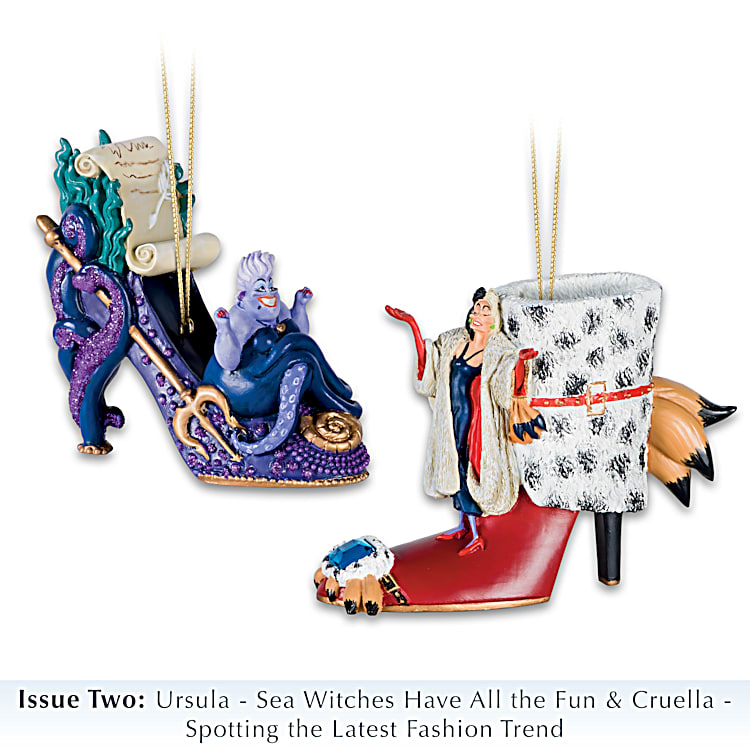Disney So Good To Be Bad Fully Sculpted High Heel Shoe-Shaped Christmas  Ornament Collection