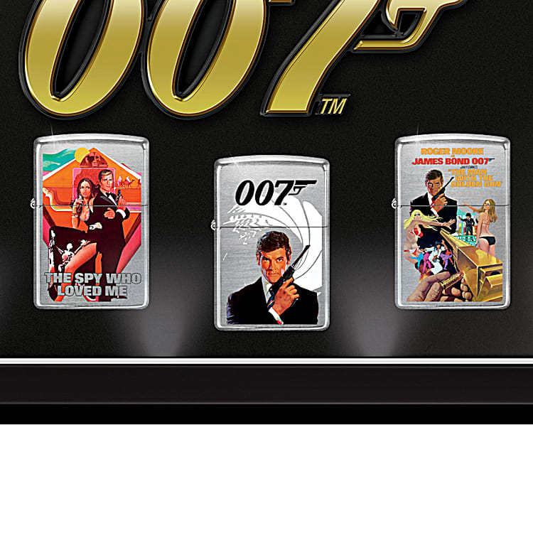 James Bond 007 Zippo Lighter - Black Case With Gold Logo