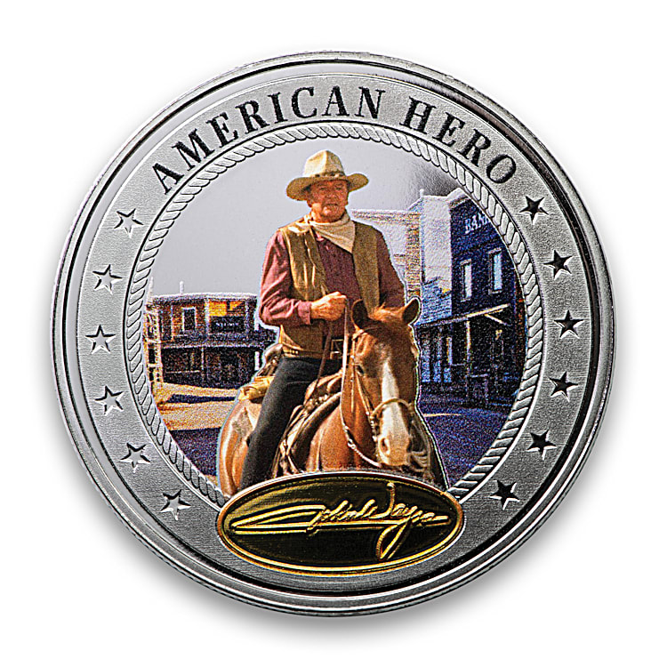 John Wayne 99.9 Silver Plated Proof Coins Featuring Full Color