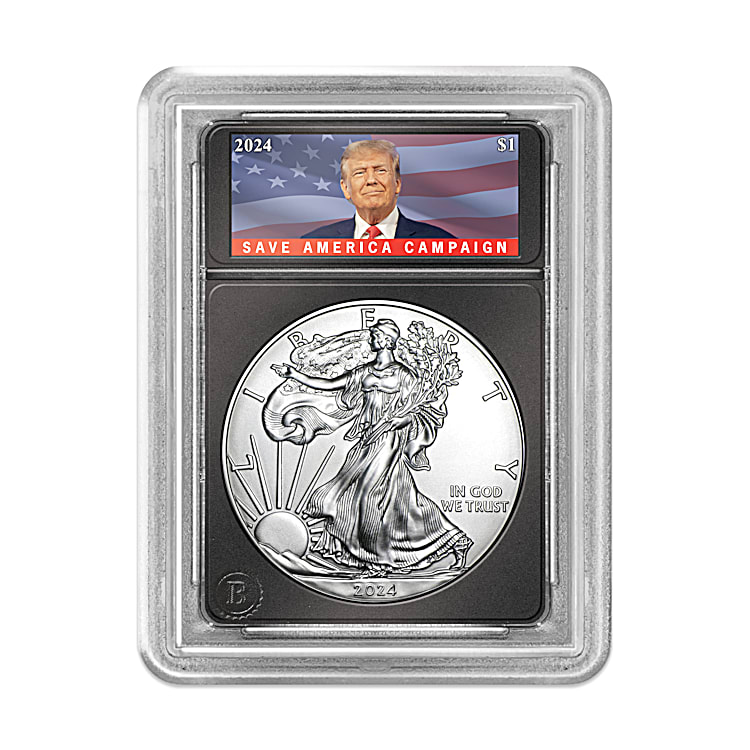 【35％OFF】 Donald Trump Case Display With Coins Eagle Silver 99.9% スキー・スノーボードアクセサリー