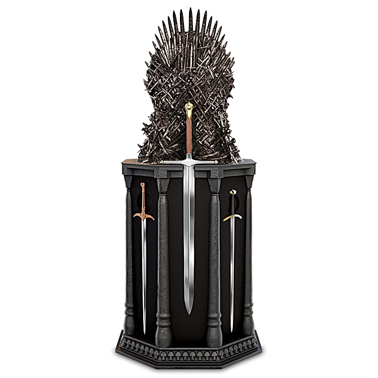 GAME OF THRONES 1 7 Scale Miniature Sword Collection With Hand Painted Iron Throne Custom Display