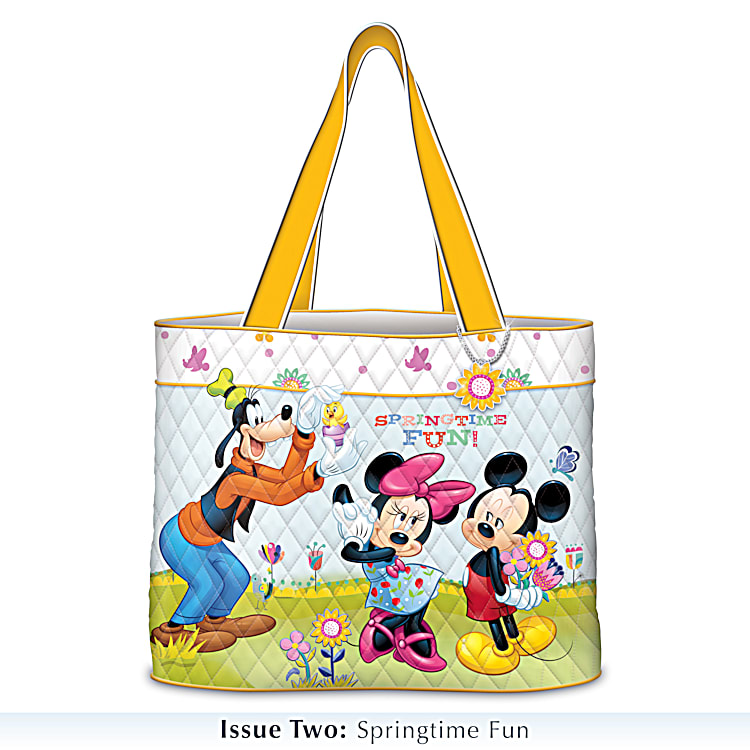 Disney Mickey & Friends Diamond Quilted Tote Bag Collection Adorned With  Colorful Disney Character Art And Matching Charms
