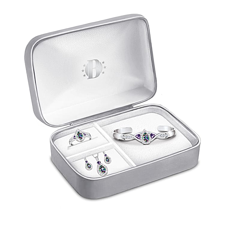 Silver-Tone Mystic Crystal Jewelry Collection With A Pendant