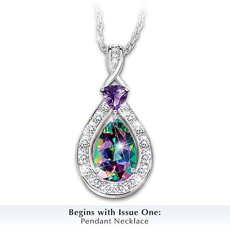 Mystic Crystal Jewelry in Halo Settings with Deluxe Case
