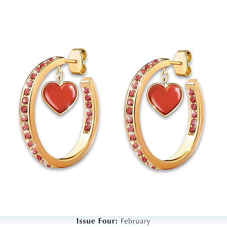 関税込★VINTAGE HOLLYWOOD★Color Hoop Charm Drop Earrin.g★ Humble Chic Rhinestone Hoop Earrings - Gold Teardrop Drop