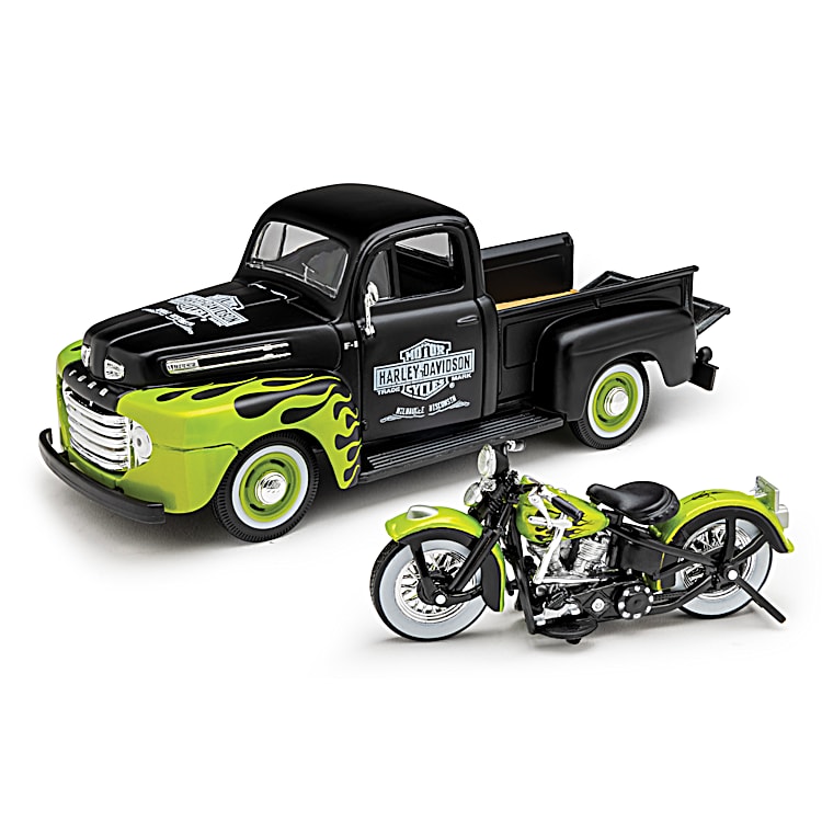 2-in-1 Diecast Truck & Harley-Davidson Motorcycle Collection
