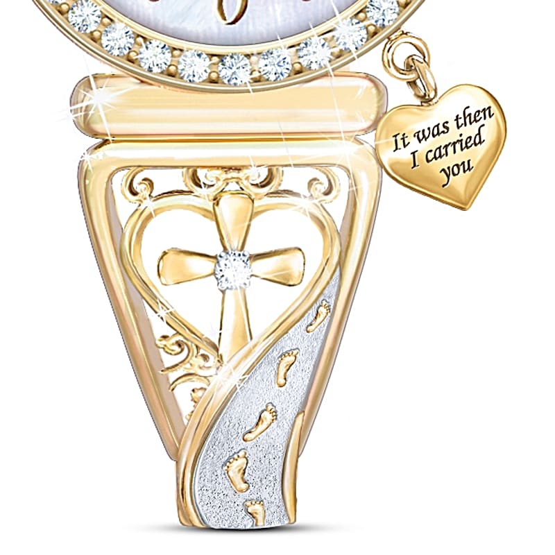 Footprints Of Faith Gold-Tone Filigree-Designed Religious  display picture 2