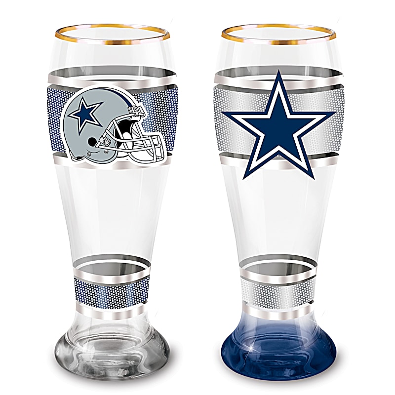 Dallas Cowboys NFL 4-Piece Pilsner Glass Set With 12K Gold Rims display picture 2