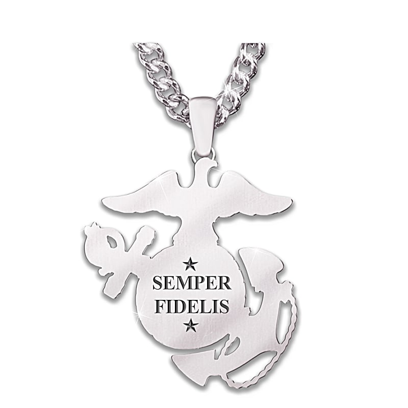 USMC Strong Necklace: 24K Gold Accents And Sculpted Emblem