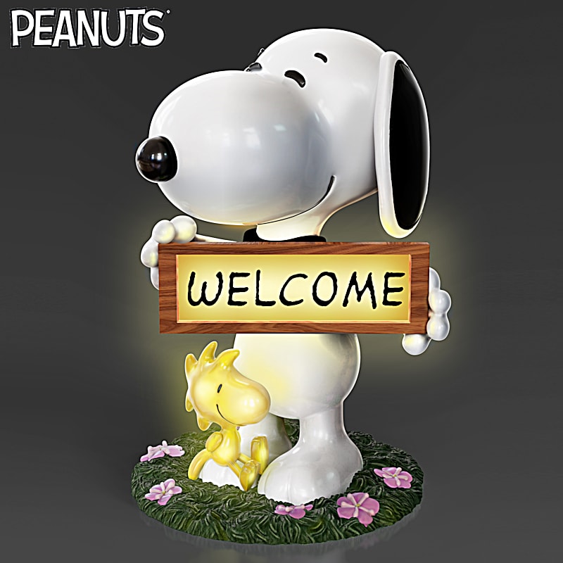 SNOOPY PEANUTS Snoopy And Woodstock 16 Tall Illuminated Solar