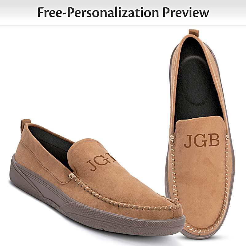 Mens Faux Suede Slip-On Shoes Personalized With An Embossed  display picture 2