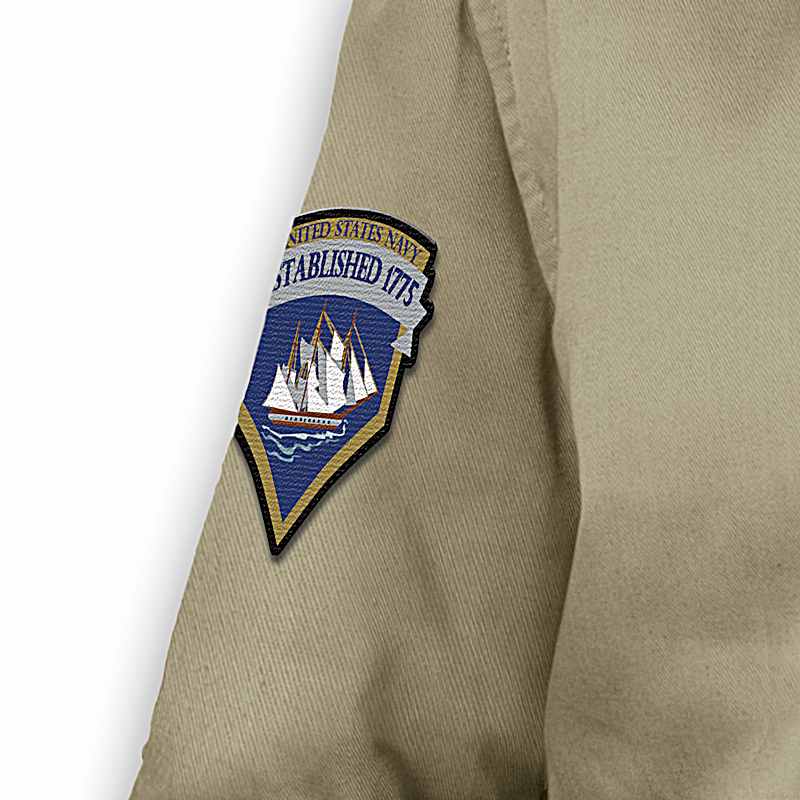 U.S. Navy Mens Full-Zip Khaki Bomber Jacket Featuring 4