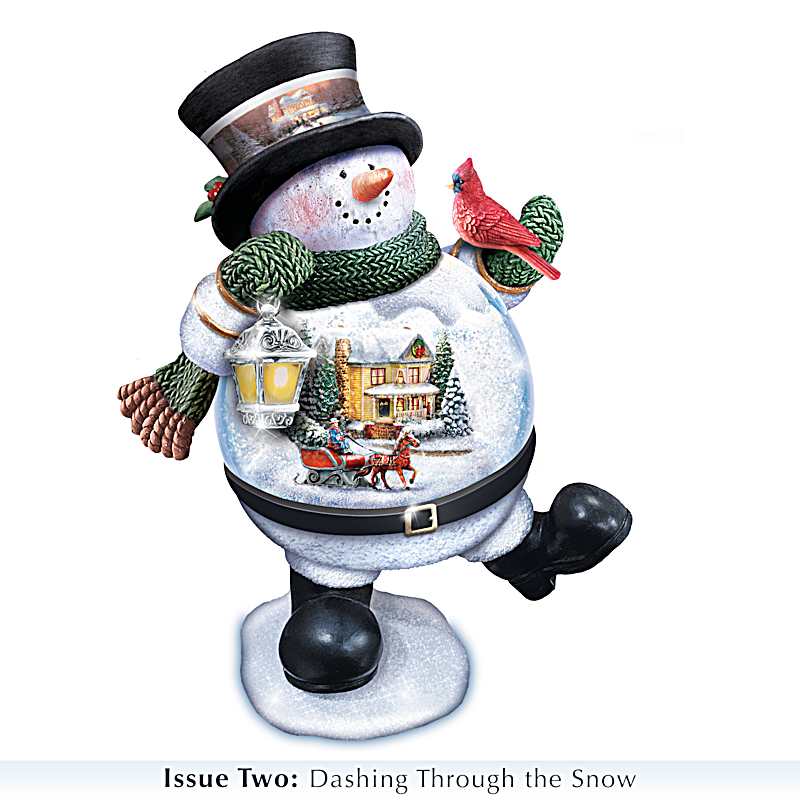 Illuminated Sculpted Snowman Snowglobes Adorned With